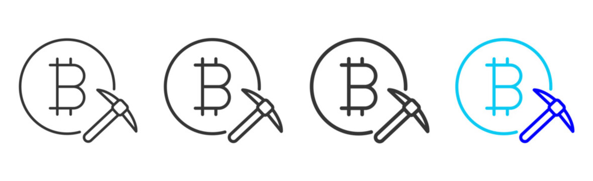 Mining Power Icon Collection Creative Outline Style for Cryptocurrency Blockchain Digital Assets Bitcoin Trading Finance Security Technology Vector Icon Set Pack