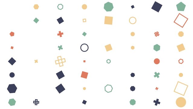 pattern grid horizontal Colorful Geometric Shapes Pattern Background Abstract Flat Design Elements Random Scattered Shapes Vector Illustration