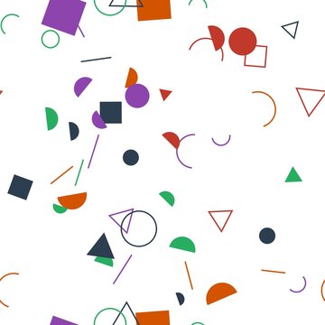 pattern bauhaus square Abstract Geometric Shapes Seamless Pattern Background Colorful Random Forms Circles Squares Triangles Vector Illustration