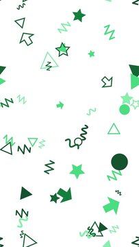 pattern confetti Vibrant green abstract shapes on white background vector illustration
