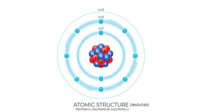 Scientific Illustration Depicting the Atomic Structure with Protons Neutrons and Electrons Orbiting the Central Nucleus