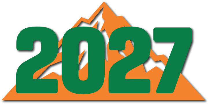 The year two thousand twenty seven represented with mountains and green color