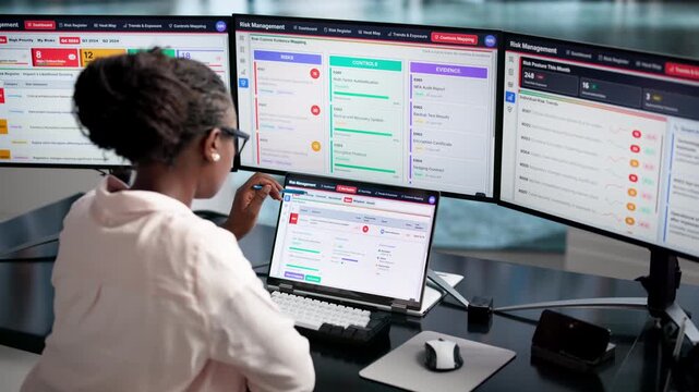 Risk Manager Carefully Analyzing Financial Data
