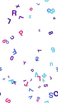 pattern typo vertical Colorful Floating Letters and Numbers Randomly Scattered on White Background Abstract Background Design