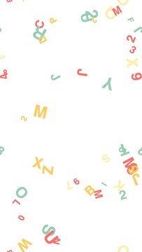 pattern typo vertical Colorful alphabet and numbers scattered on white background vector illustration