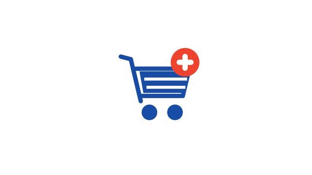 Shopping cart icons with plus sign in grid on white background