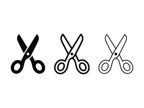 Hand-drawn closed scissor icons set. Vector illustration of cutting tool symbols for craft, school, or office supplies.
