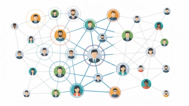Central figure Connecting People in Light Sparse Office Style Network Diagram