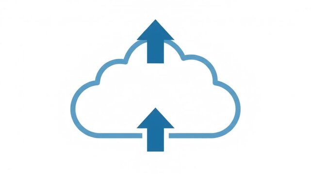 Cloud Upload Icon With Upward Arrow Visualizing Data Transfer In Clean White Background