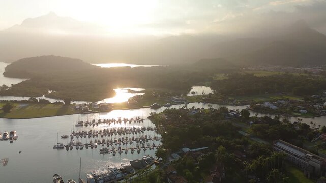 Aerial view of the Marina Bracuhy near the town of Angra dos Reis in Brazil