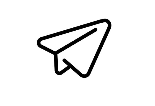Black outline paper plane send icon transparent background