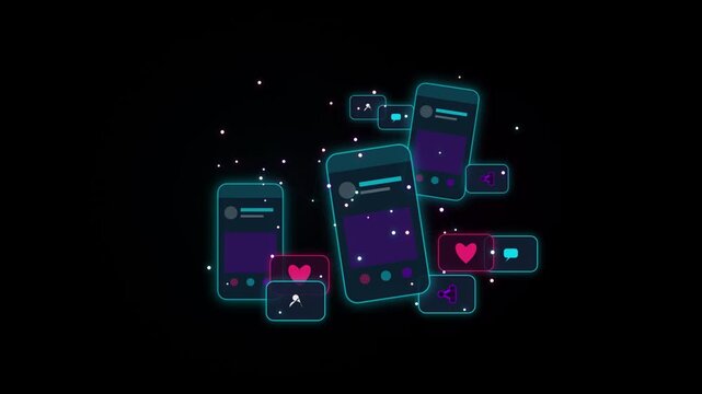 Abstract Futuristic Social Media Communication Seamless Motion Loop 4K