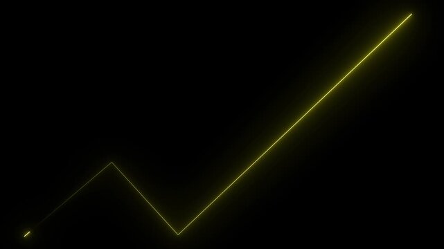 Neon business growth arrow animation. Animated Financial Growth Graph. graph and arrow chart. Loss of assets in equities stock on black background.4k animation
