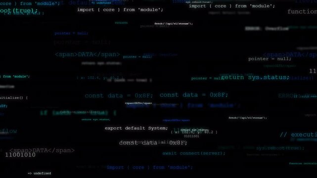Abstract digital coding data stream with transparent background