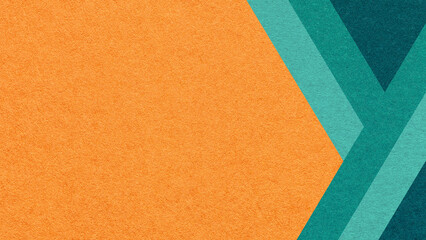 Orange textured paper background with teal, emerald and cyan geometric lines, copy space for banner, presentation, template © nikol85