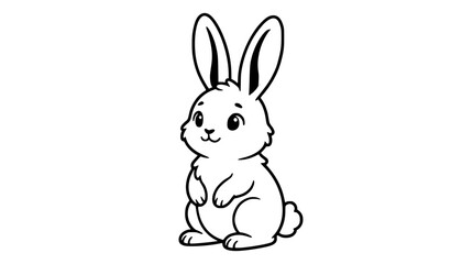 Obraz premium Cute Cartoon Rabbit Bunny Line Art Vector Illustration for Kids Coloring Book Pages, Easter Holiday Graphics, Children Educational Activities, and Animal Character Designs