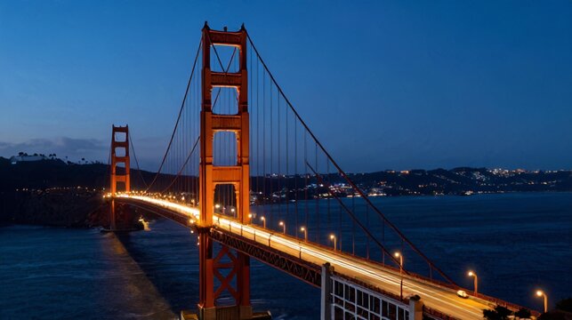 Blue Hour Golden Gate Bridge Light Trails