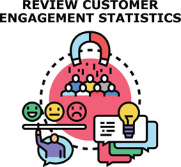 Fototapeta premium Analyzing customer engagement statistics, attracting an audience, gathering feedback on satisfaction levels, and generating new ideas for business strategy and growth