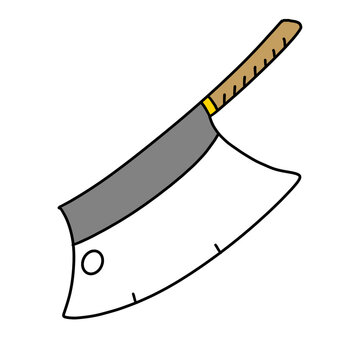 Meat cleaver butcher knife cartoon illustration with transparent background