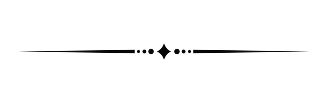 Decorative ornamental divider. Minimal horizontal separator design. Elegant geometric line embellishment. Vintage typography ornament