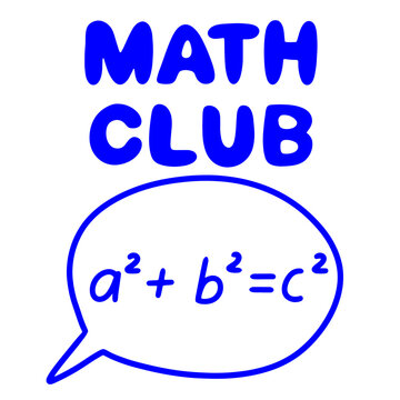 Math club pythagorean theorem formula speech bubble blue doodle illustration