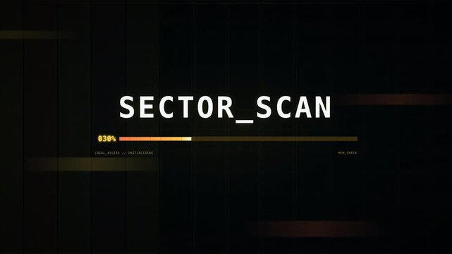 System boot sector scan animation showing progress bar and percentage on a dark digital interface.