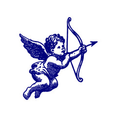 Obraz premium PNG Vintage cherub with bow