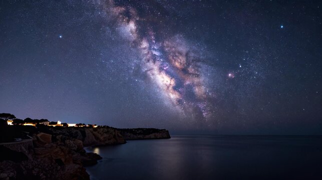 Starry Night Bay Milky Way Mallorca Spain
