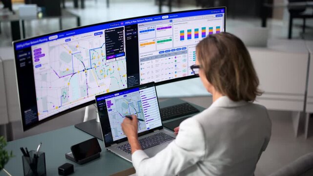 Telecom Engineer Carefully Plans Fiber Cable Routes