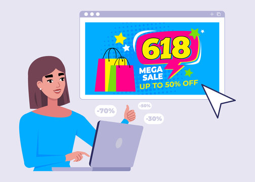 Woman Shopping Online During 618 Mega Sale