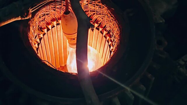 Abstract framing of an incandescent light bulb glowing inside a copper motor core, illustrating the concepts of alternative energy exploration, thermodynamic heat, and technical creation.