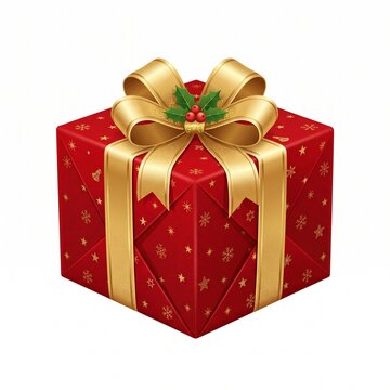 Red christmas gift box isolated on white backgroundRed christmas gift box isolated on white background