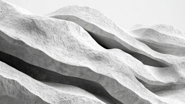 High contrast grayscale abstract terrain with stacked rectangular slabs, sharp shadows and fogged horizon