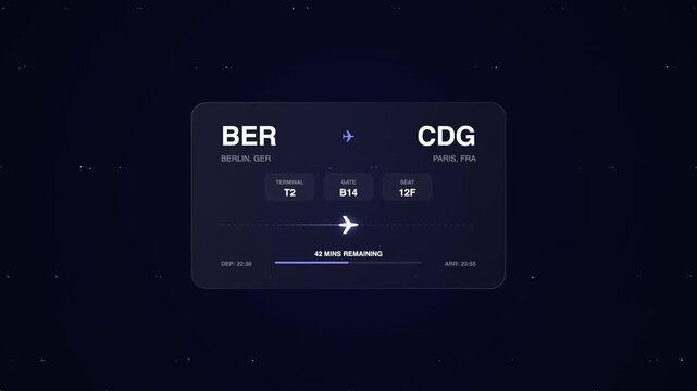 Digital Flight Progress UI Interface Animation