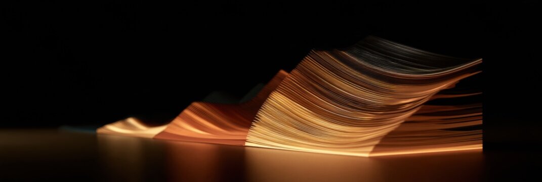 Concept art exhibits layers of brand building evolving from left to right in warm tones against a dark backdrop.
