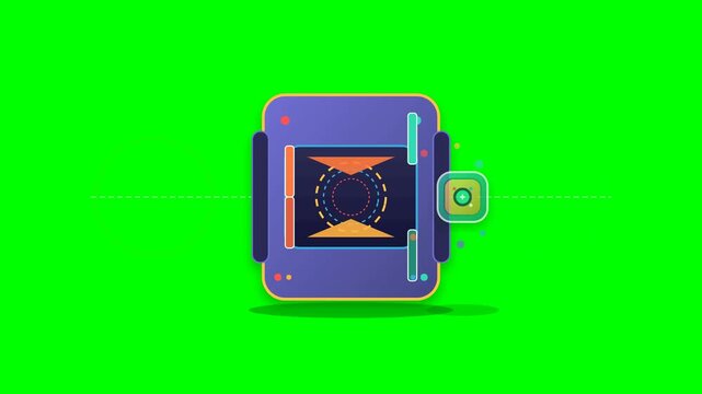 2D vector animation of sensitive data transforming into a secure digital token inside an energetic tokenization chamber,