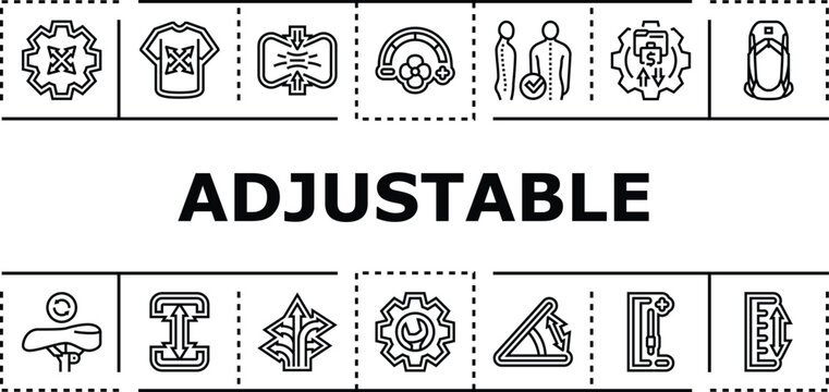 Adjustable banner infographic. Variable customizable, slidable foldable, reversible retractable icon vector illustration