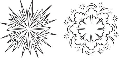 Obraz premium Comic explosion burst and smoke cloud black and white vector illustration