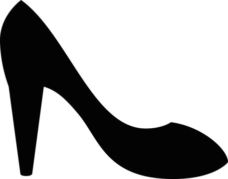 Black silhouette of a high heel stiletto shoe for women with stiletto footwear silhouette accessory clothing shopping boutique feminine isolated