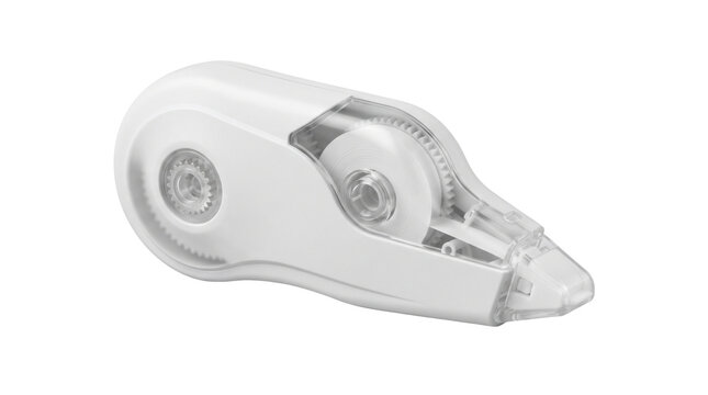 White correction tape dispenser on transparent background