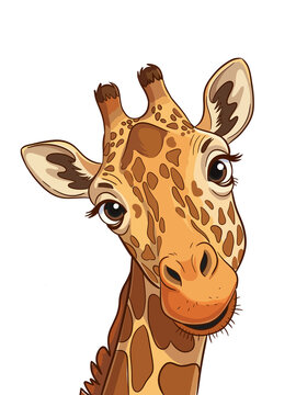 Cute giraffe head character vector illustration isolated on transparent background
