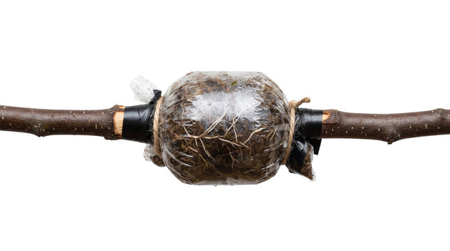 Plant propagation grafting ball on transparent background