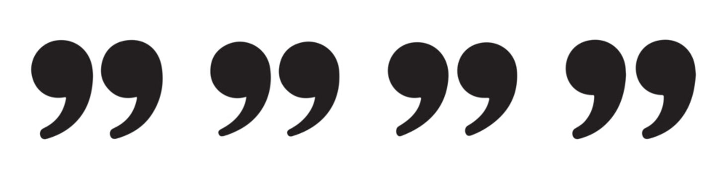 Black double quotation marks set on transparent grid background for creative writing and blog citations.
