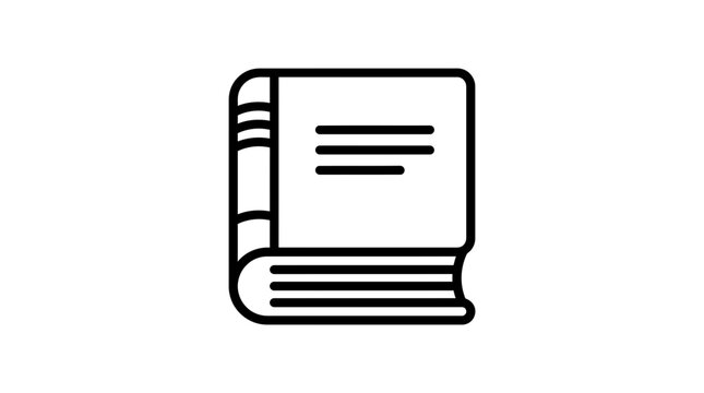 Isolated Book Icon with Lines on Cover - Transparent Background