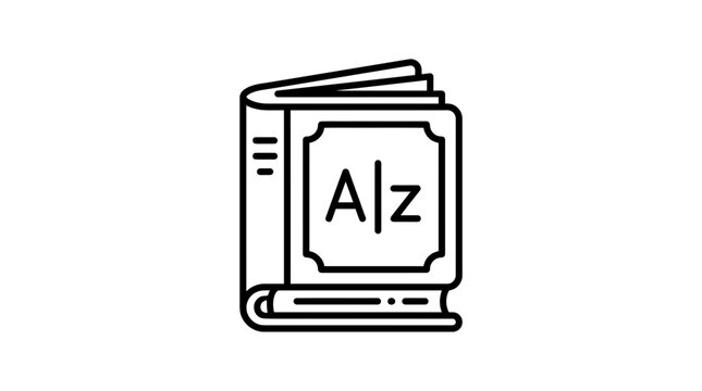 Open Dictionary Book with A-Z Icon, Isolated on Transparent Background