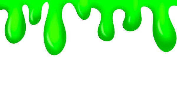 Green Slime Dripping Border on Transparent Background