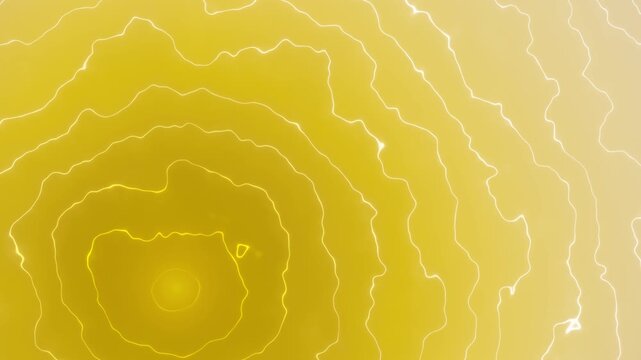 Yellow topographic background animation with glowing concentric lines seamless loop
