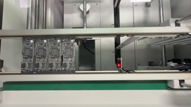 Production line for memory chips for media stations and personal computers.