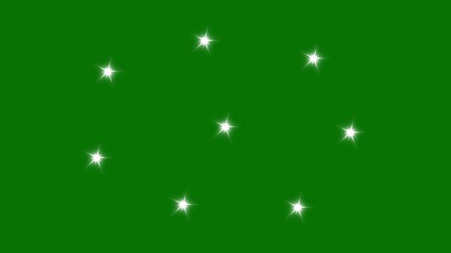 Sparkle star glowing animation, blinking light effect on transparent green background, sparkling star twinkle white cartoon doodle animation, glowing glitter burst sparkle effect overlay, 4K