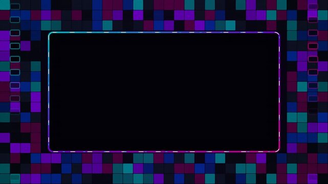 Colorful mosaic pixel frame glowing